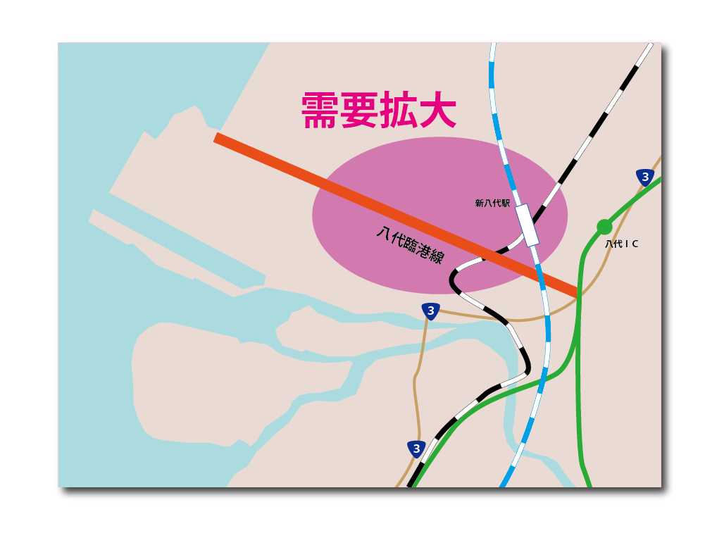 熊本県八代市の地図。臨港線沿線が人気です。
     